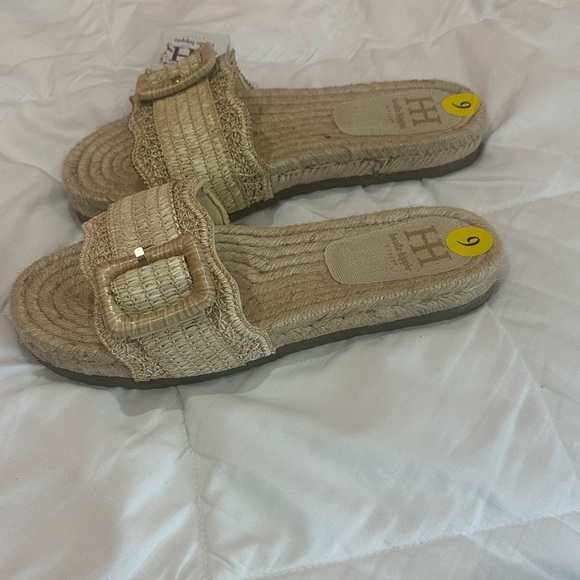 NEW Haute Hippie Tan Woven Espadrille Slides size 9 - Picture 5 of 7